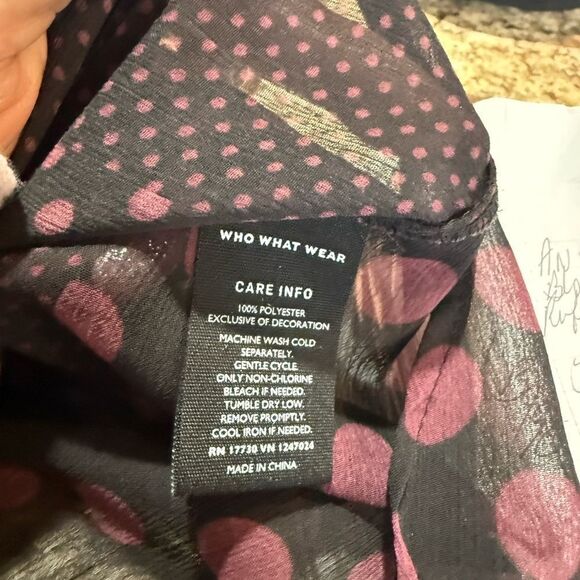 Who What Wear Black Brown Circle Sheer Blouse XS - Picture 7 of 9